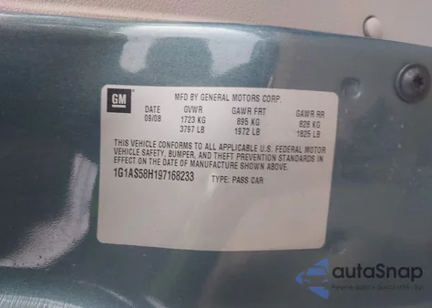 2009 Chevrolet Cobalt Ls z USA, uszkodzony, nr VIN 1G1AS58H197168233